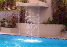 diving platform with waterfall